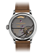 back movement view of online exclusive classic origin green watch by laurent ferrier geneva switzerland fine watchmaker