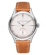 laurent ferrier new watch model celebrating 10 years of the brand minimalist sporty dial with burgundy red numerals and titanium grade 5 case