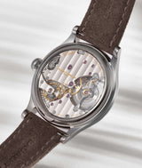 Stunning caseback view of the Laurent Ferrier watch model, the Galet Classic Auto Horizon.