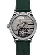 Case back packshot picture of the Classic Tourbillon Teal with a view over the tourbillon LF619.01 calibre.