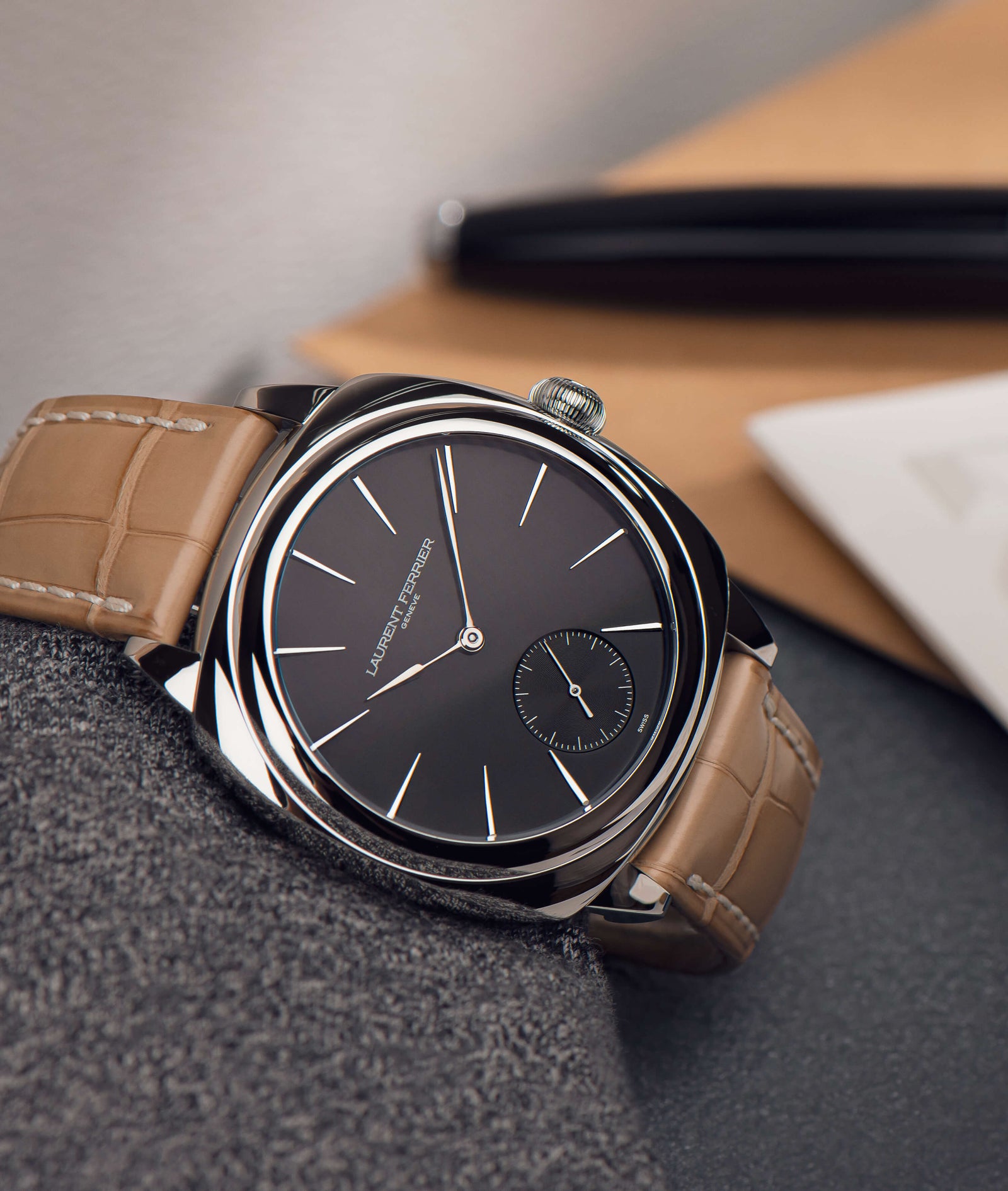 Square Micro-Rotor – Opaline Black Dial | Laurent Ferrier
